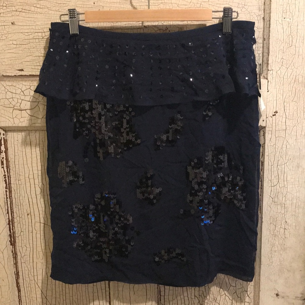 DKNY Sequin Sz 10 peplum skirt navy